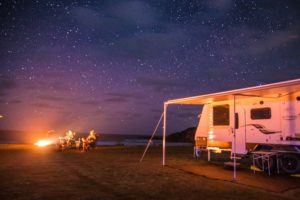 www.theblondenomads.com.au under the stars in their Jayco Caravan 