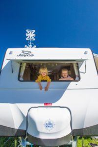 the blonde nomads live in their Jayco caravan full time www.theblondenomads.com.au