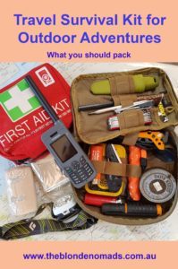 Travel survival kit for outdoor adventures with the blonde nomads