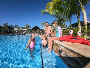 One of the 5 pools at Oaks Cable Beach Sanctuary with the blonde nomads