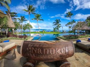 Diving into the most amazing pool at Nanuku Fiji