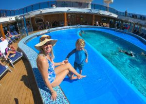 Swim time on the Carnival Spirit with The Blonde Nomads
