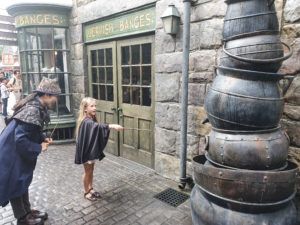 Having a magic lesson in Harry Potter World was a huge highlight for us the blonde nomads