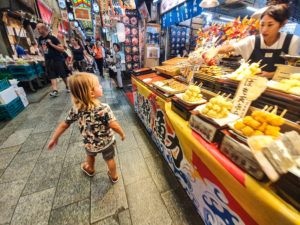 Visiting the Nishiki Market in Kyoto was a fun experience.