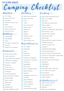 Camping Checklist to help you pack for camping