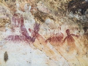 The reward at the end of the tunnel - aboriginal art on the rocks at tunnel creek, the blonde nomads
