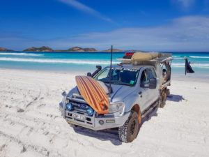 In our happy place, parked up for another day of surfing at Lucky Bay