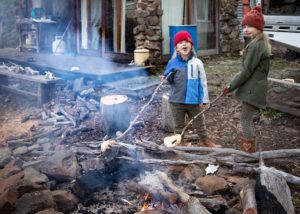 Cooking toast on a stick over the campfire - so fun!